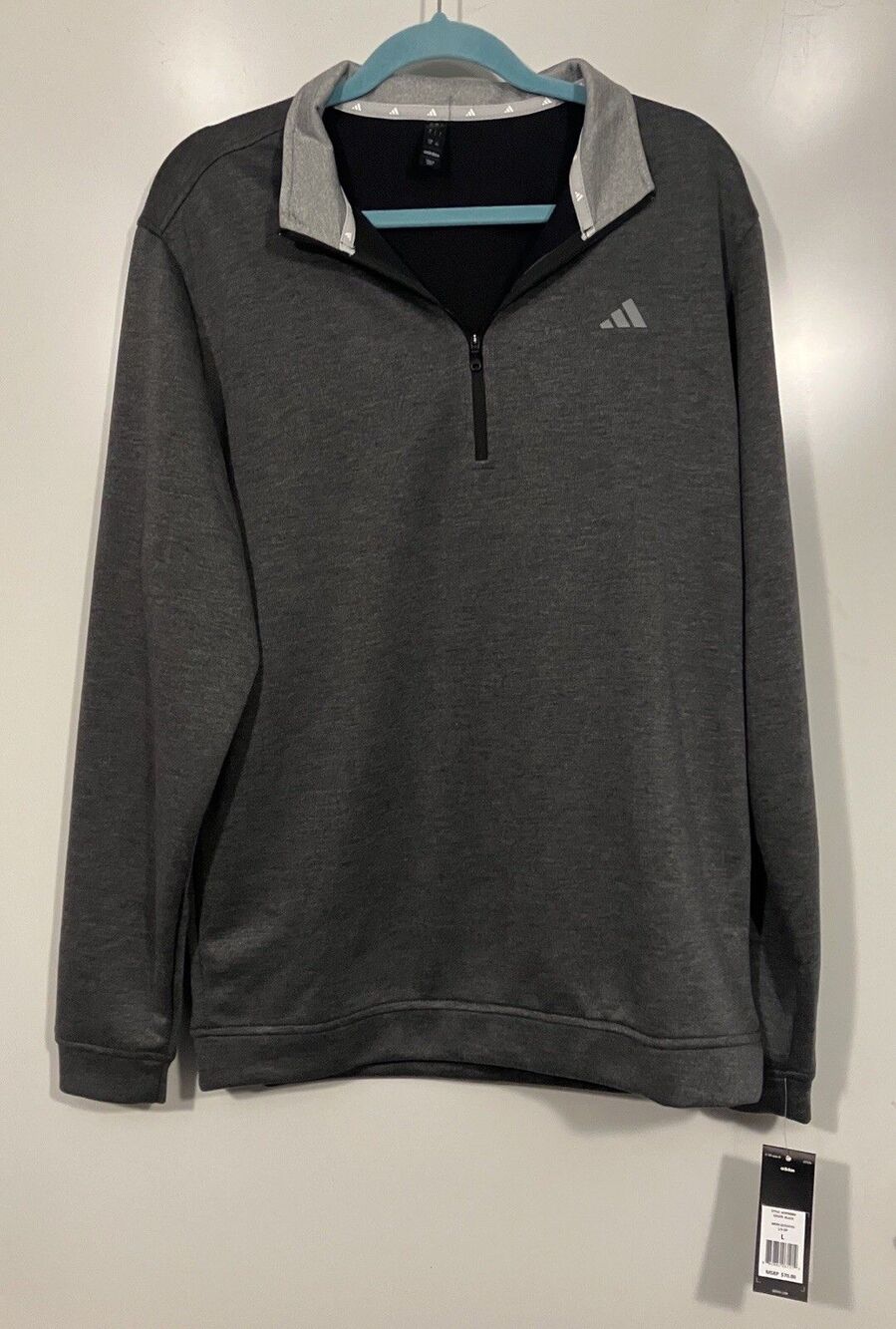 Adidas Elevated Men’s 1/4 Zip Golf Pullover ADVR0884 Dark Gray Sz L NWT